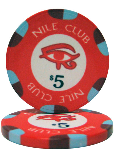 Nile Club 10 Gram Ceramic Poker Chips in Wood Walnut Case - 300 Ct.