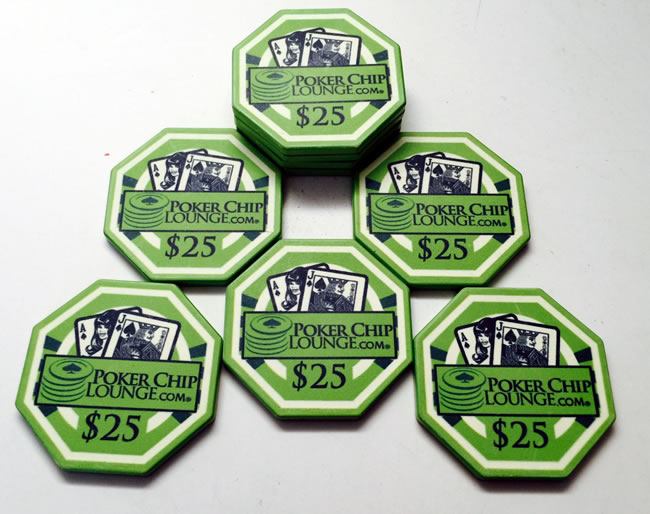 Custom Ceramic Poker Chips - Octagon Shaped - Sample Pack - 7 Chips