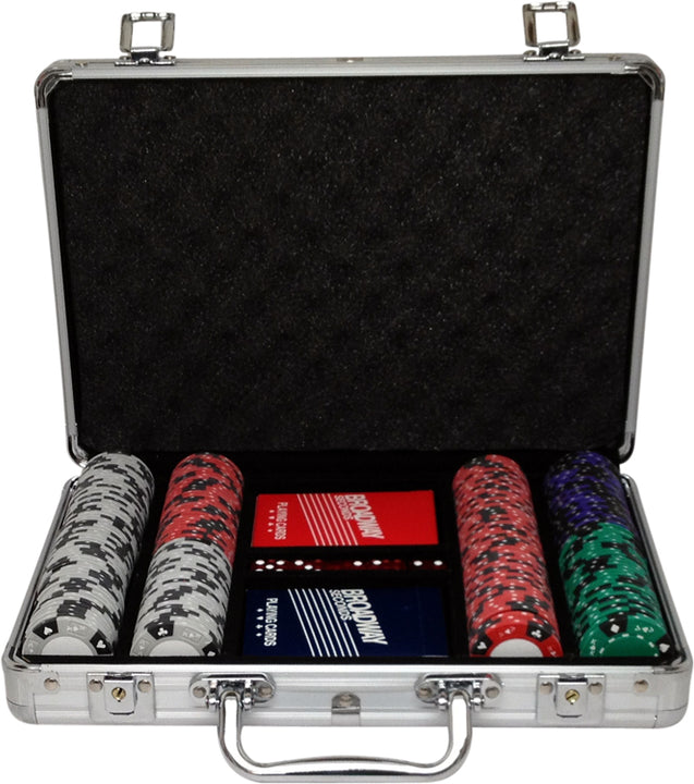 Custom Printed Aluminum Poker Chip Set with 13 Gram Clay Infinity Poker Chips - 200 Chips