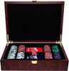 Custom Printed Mahogany Wood Poker Chip Set with 13 Gram Clay Infinity Poker Chips - 200 Chips