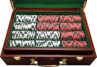 Custom Printed Mahogany Wood Poker Chip Set with 13 Gram Clay Infinity Poker Chips - 500 Chips