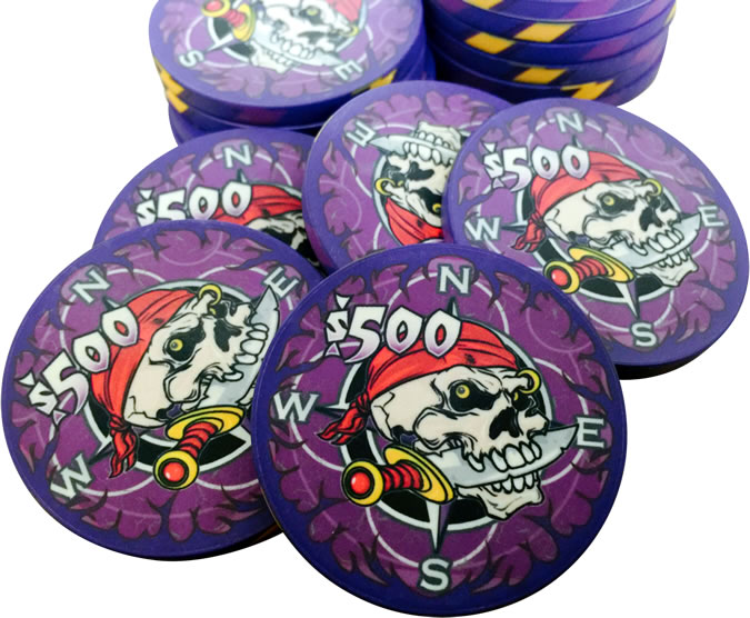 Pieces of Eight 10 Gram Ceramic Pirate Poker Chips Sample Pack - 7 Chips