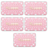 Rectangular $5000 Pink Poker Plaques - Qty 5