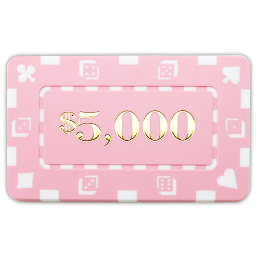 Rectangular $5000 Pink Poker Plaques - Qty 5