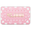 Rectangular $5000 Pink Poker Plaques - Qty 5