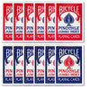 Bicycle Pinochle Red & Blue Jumbo Index Playing Cards - 12 Decks