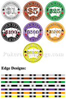 Pocket Aces 10 Gram Ceramic Custom Poker Chip Sample Pack - 8 chips