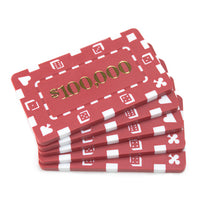 Rectangular $100000 Red Poker Plaques - Qty 5