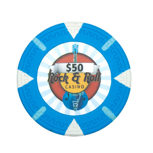 Rock & Roll 13.5 Gram Clay Poker Chips in Acrylic Trays - 200 Ct.