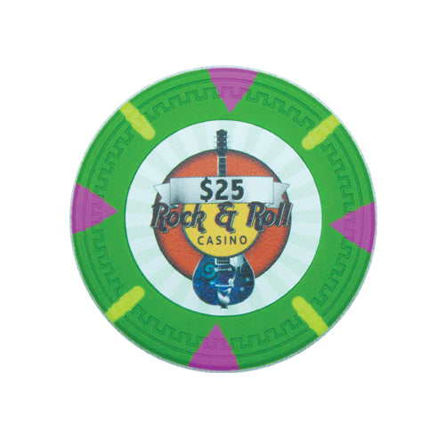 Rock & Roll 13.5 Gram Clay Poker Chips in Wood Carousel - 200 Ct.