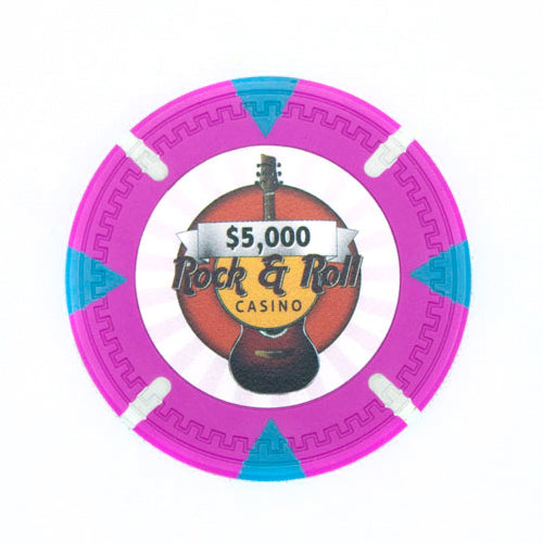 Rock & Roll 13.5 Gram Clay Poker Chips in Wood Carousel - 200 Ct.