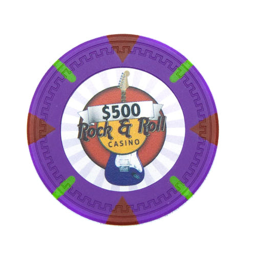 Rock & Roll 13.5 Gram Clay Poker Chips in Standard Aluminum Case - 500 Ct.