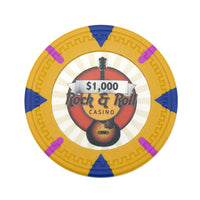 Rock & Roll 13.5 Gram Clay Poker Chips in Standard Aluminum Case - 1000 Ct.