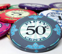 Scroll 10 Gram Ceramic Poker Chips in Black Aluminum Case - 500 Ct.