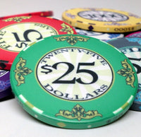 Scroll 10 Gram Ceramic Poker Chips in Standard Aluminum Case - 1000 Ct.