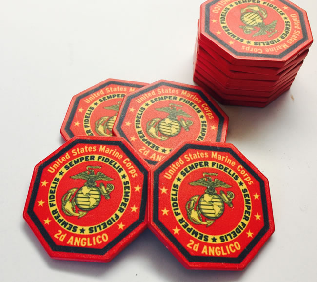 Custom Ceramic Poker Chips - Octagon Shaped - Sample Pack - 7 Chips