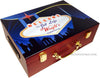 Vegas Night's Template Printed On 500 Capacity Custom Printed Mahogany Wood Poker Case