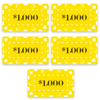 Rectangular $1000 Yellow Poker Plaques - Qty 5