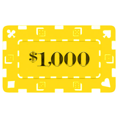 Rectangular $1000 Yellow Poker Plaques - Qty 5